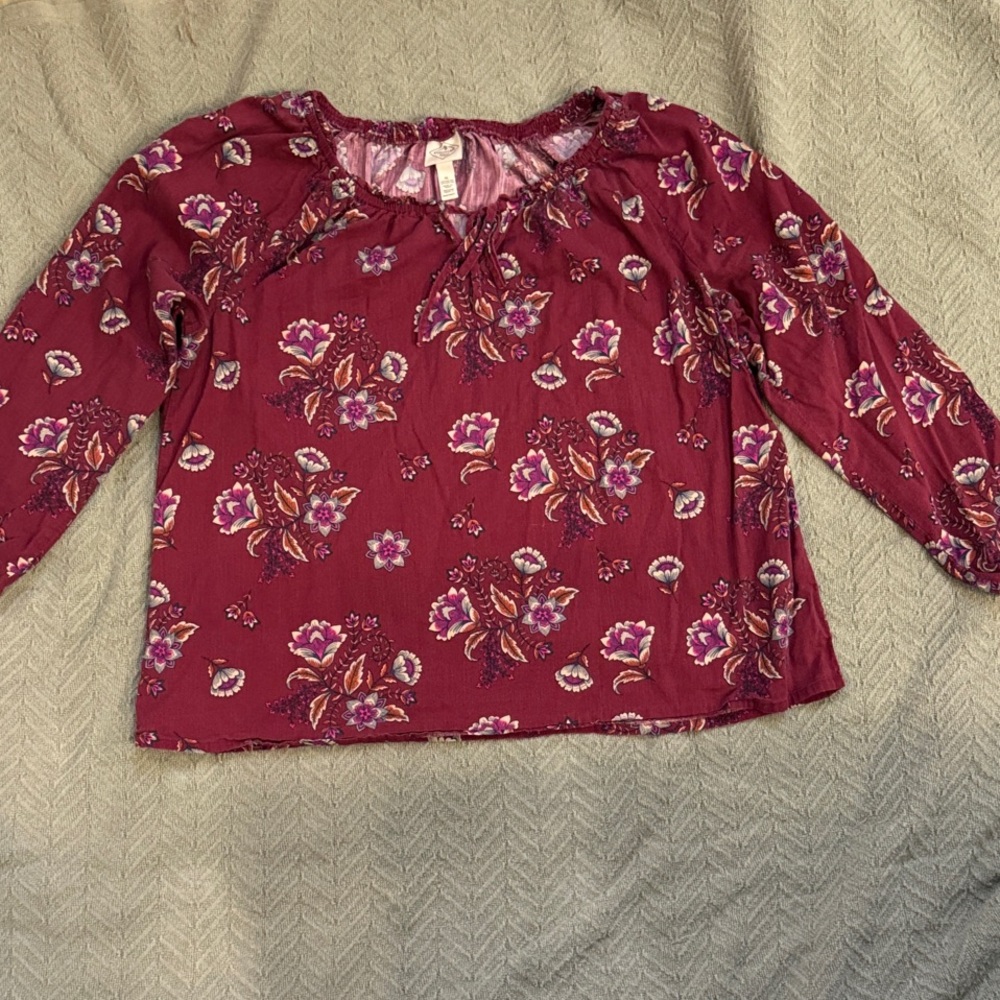 Floral Maroon Kids Top